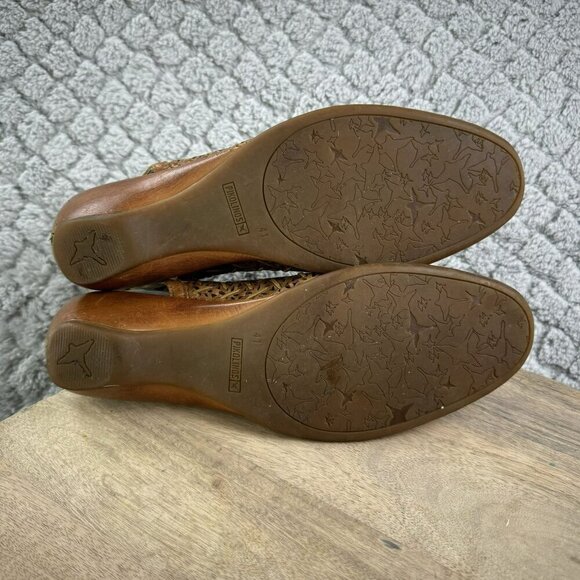 Pikolinos Leather Woven Slip-On Heel mule Sandals Size 41 10.5 / 11 Light Brown - Picture 6 of 15
